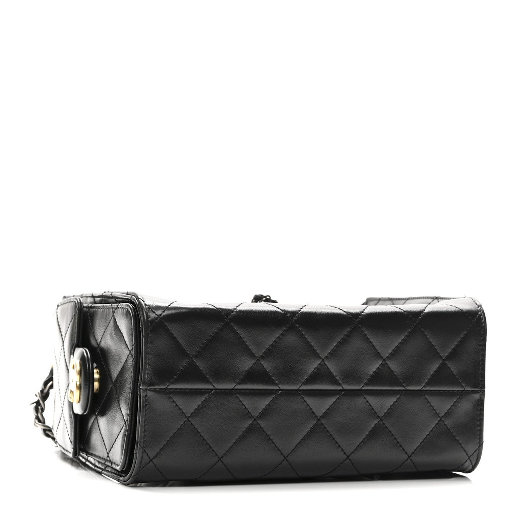 Chanel Shiny Crumpled Quilted Mini Chanel 25 Handbag Black