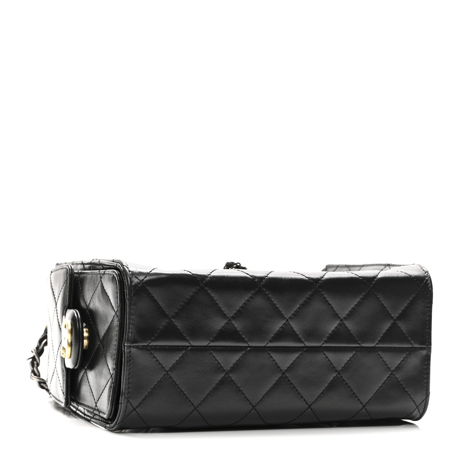 Chanel Shiny Crumpled Quilted Mini Chanel 25 Handbag Black