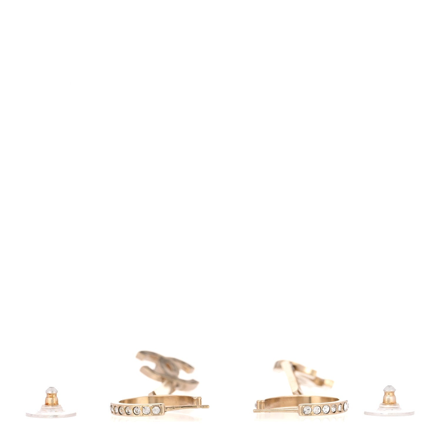 Crystal Lock Symbols Logo CC Hoop Drop Earrings Gold