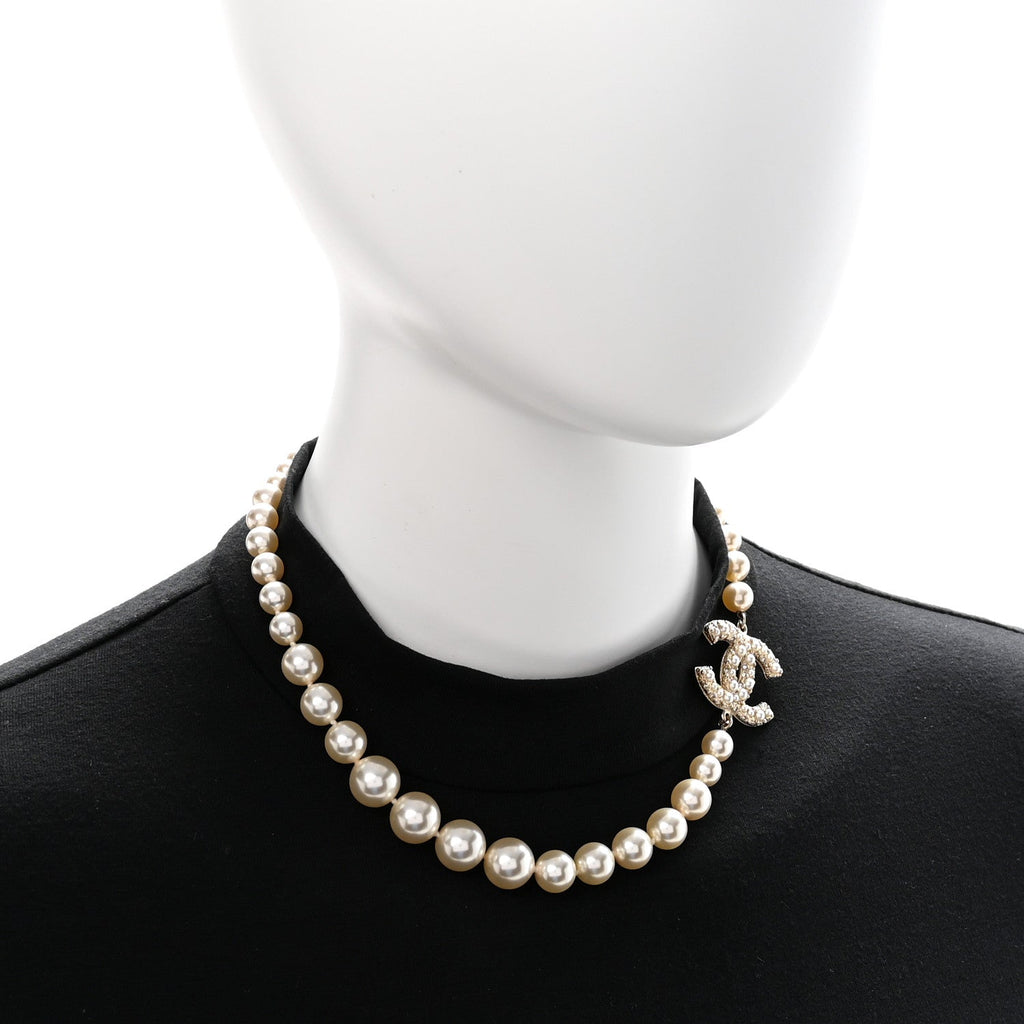 Pearl CC 100th Anniversary Necklace Light Gold