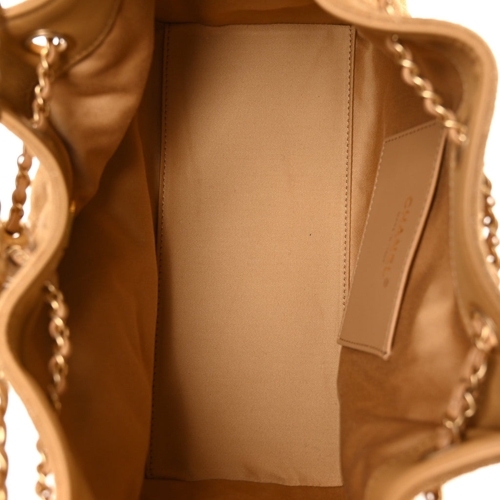 Chanel Suede Quilted Small Chanel 25 Handbag Beige