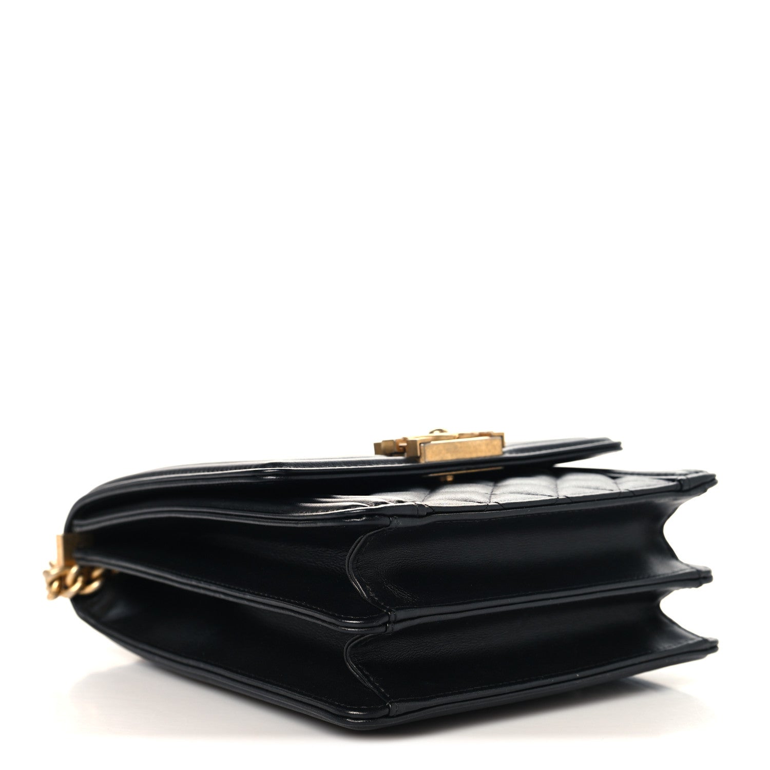 Chanel Calfskin Quilted North South Boy Flap Black
