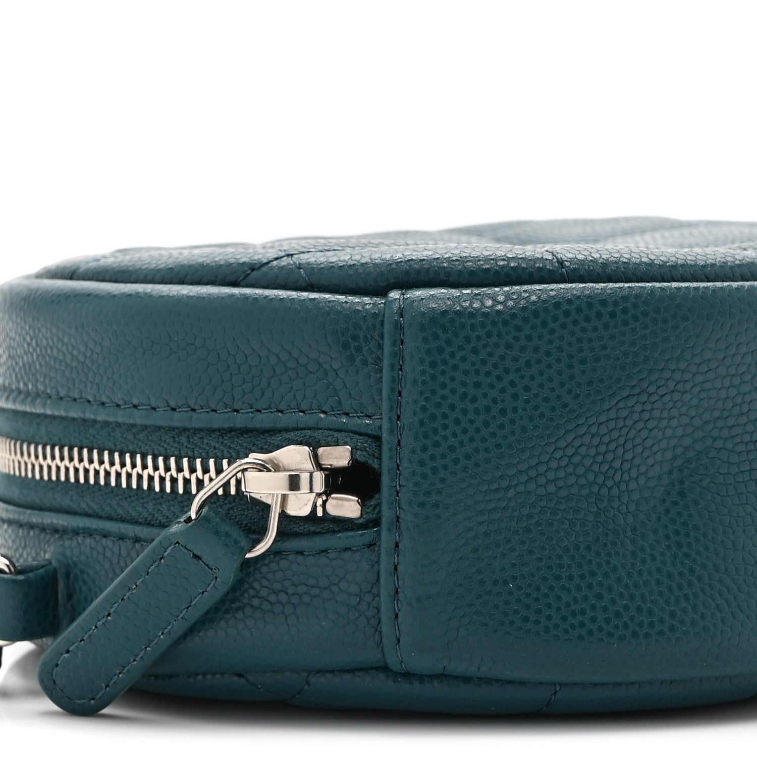 Chanel Caviar Quilted Round Clutch With Chain Green