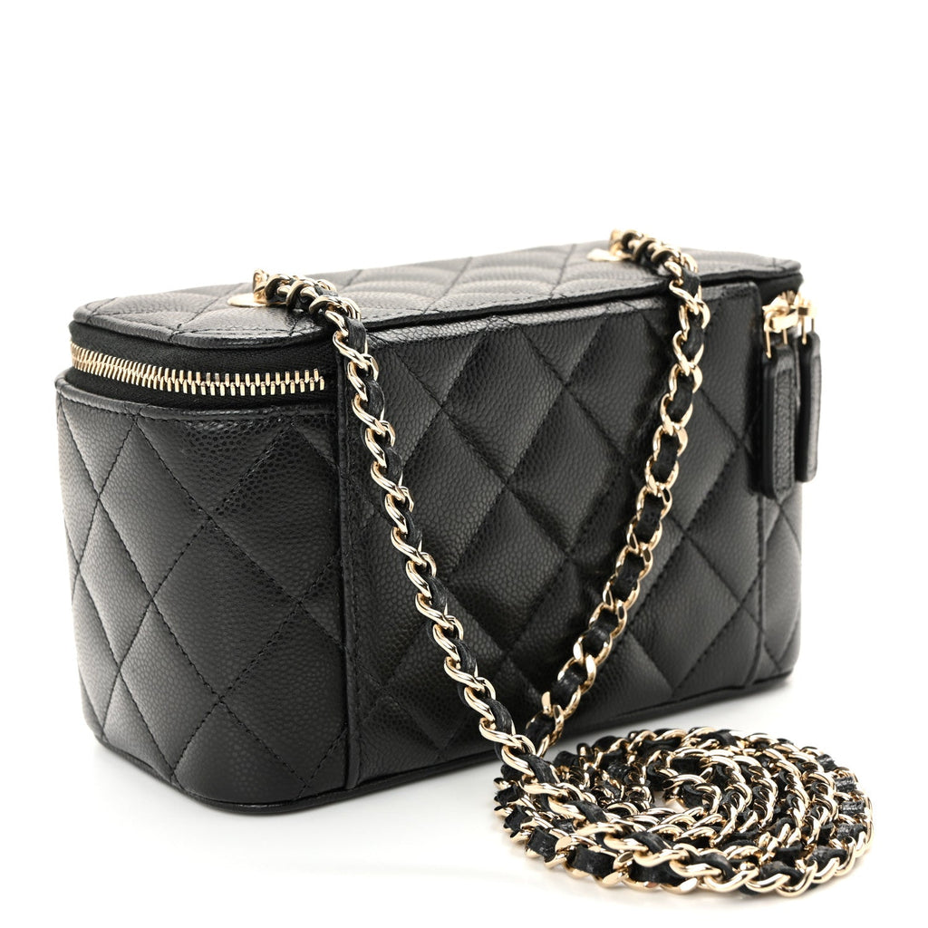 Chanel Caviar Quilted Small Vanity Case With Chain Black
