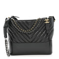 Chanel Aged Calfskin Chevron Quilted Medium Gabrielle Hobo Black