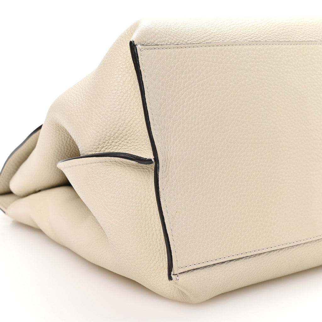 Gucci Cellarius Calfskin Large Bamboo Daily Top Handle Bag Mystic White