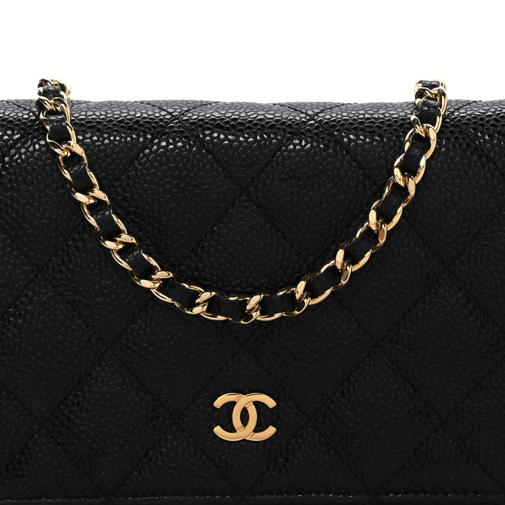 Chanel Caviar Quilted Wallet on Chain WOC Black