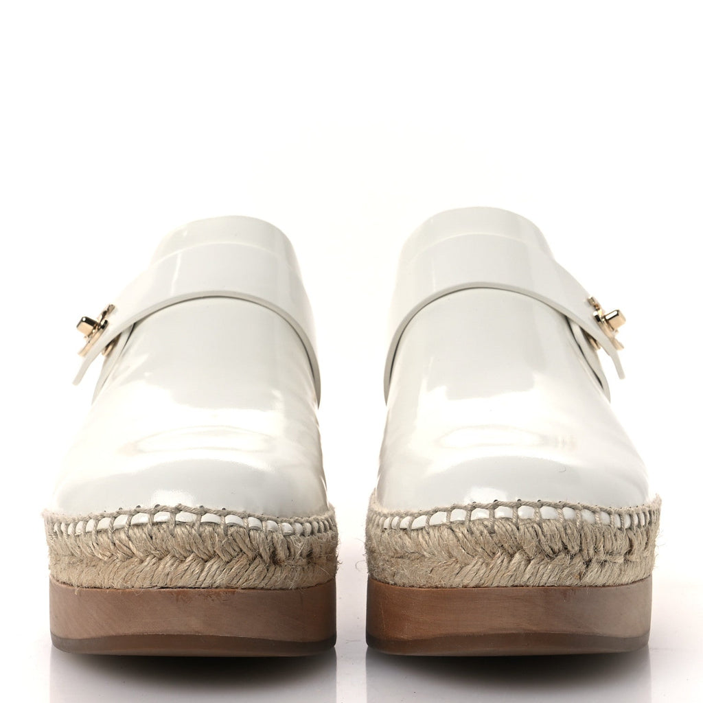 Patent Calfskin CC Turn Lock Clog 39 White
