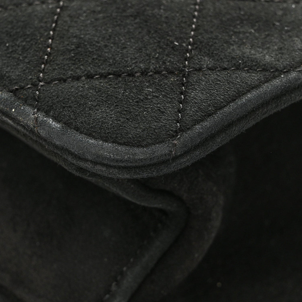 Chanel Suede Quilted Medium Single Flap Black