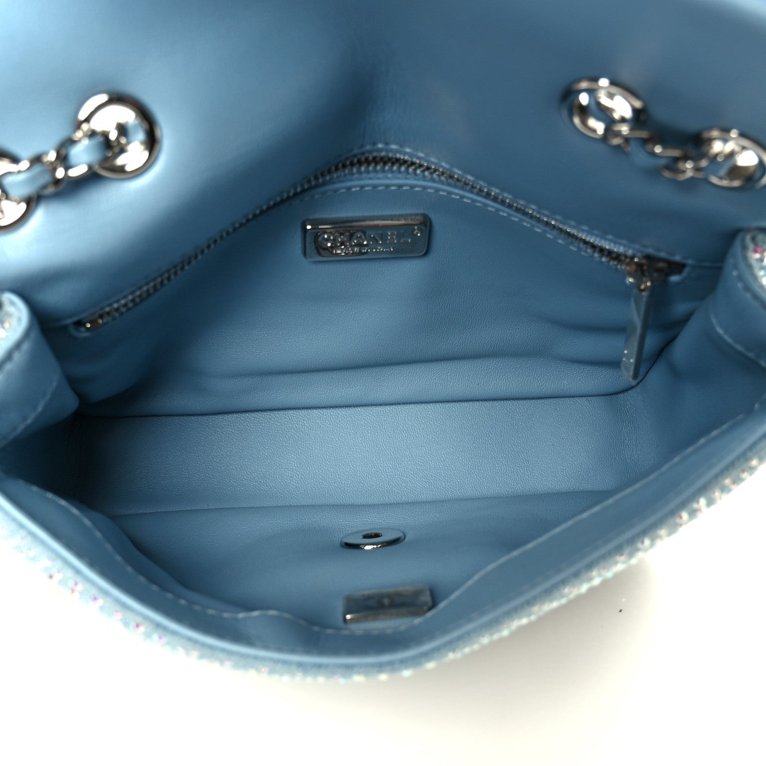 Chanel Denim Strass Evening Flap Bag Blue