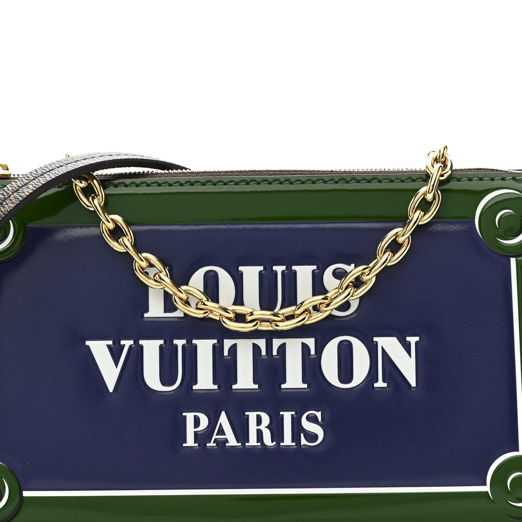Louis Vuitton Monogram Calfskin Embossed Lexington Pouch Blue Green