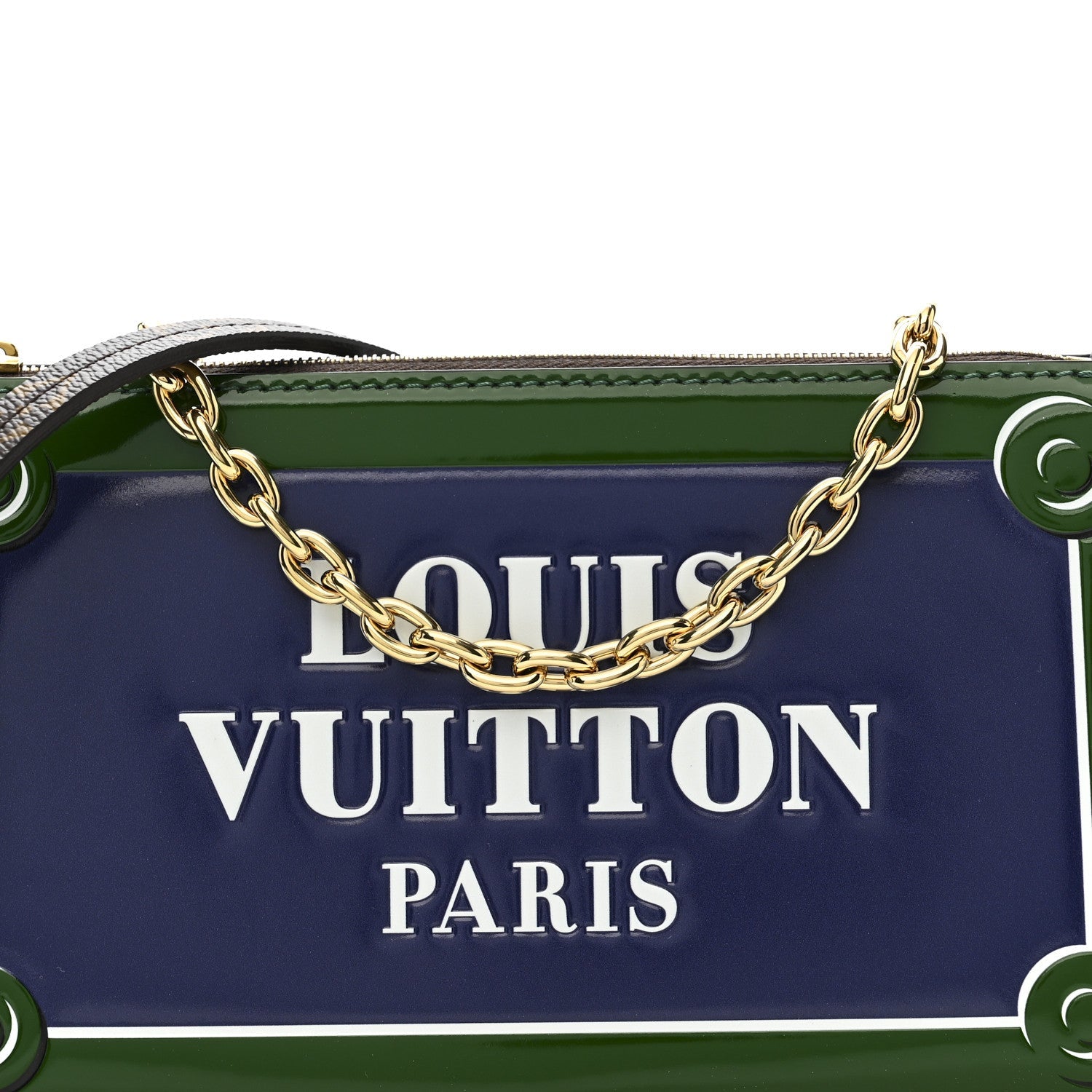 Louis Vuitton Monogram Calfskin Embossed Lexington Pouch Blue Green