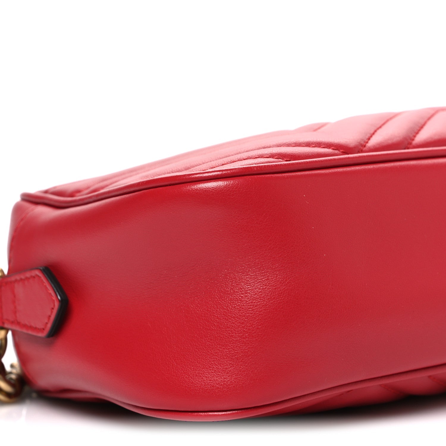 Gucci Calfskin Matelasse Small GG Marmont Chain Shoulder Bag Hibiscus Red