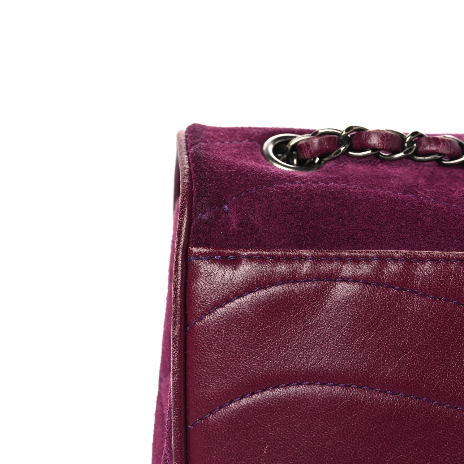 Chanel Suede Lambskin Scallop Quilted Medium Pagoda Flap Purple
