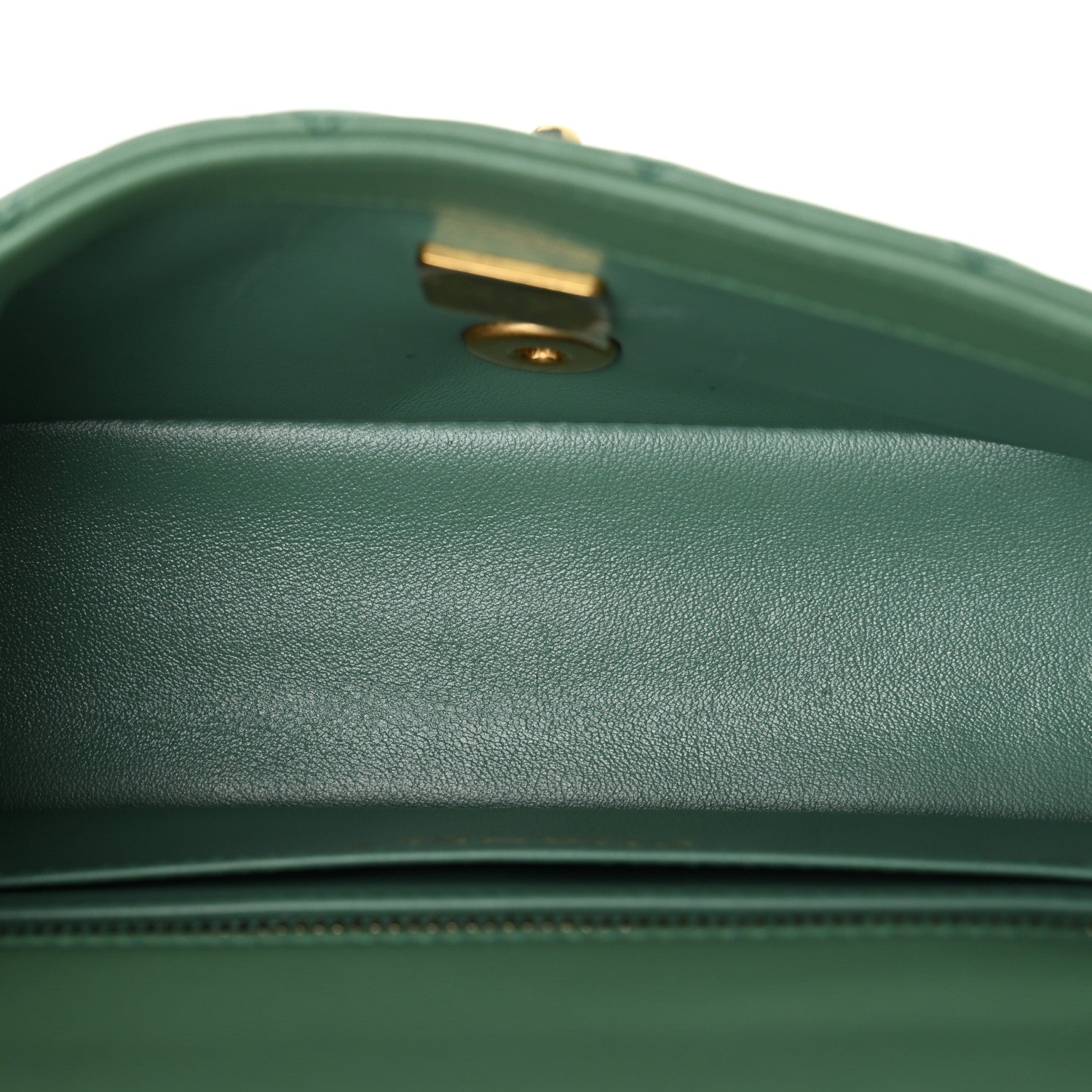 Chanel Lambskin Quilted Mini Rectangular Pearl Crush Flap Dark Green