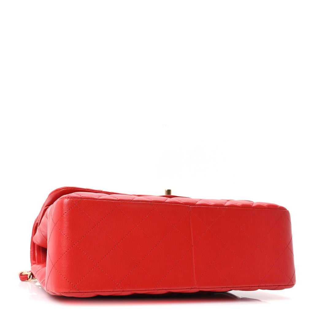 Chanel Lambskin Quilted Jumbo Double Flap Red