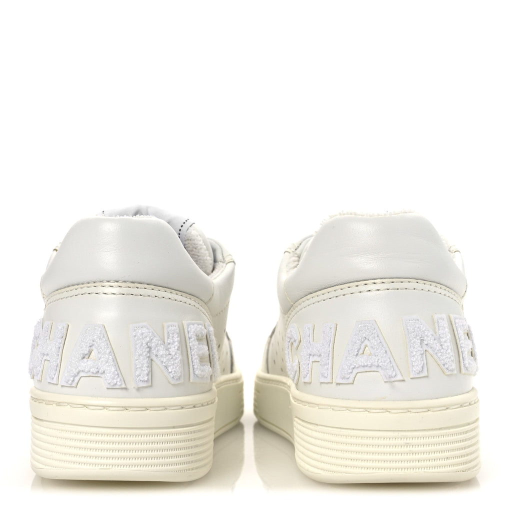 Calfskin Womens Logo Sneakers 38 White