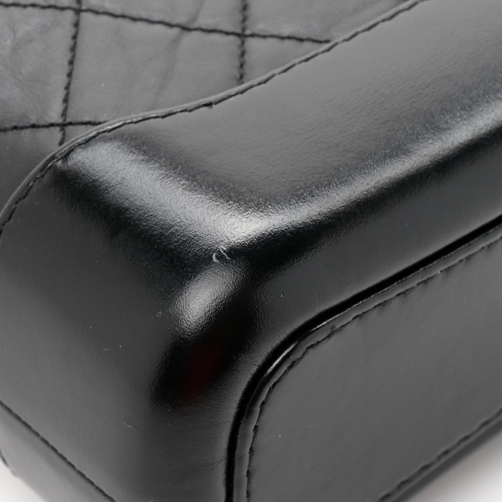 Chanel Aged Calfskin Quilted Small Gabrielle Hobo Black