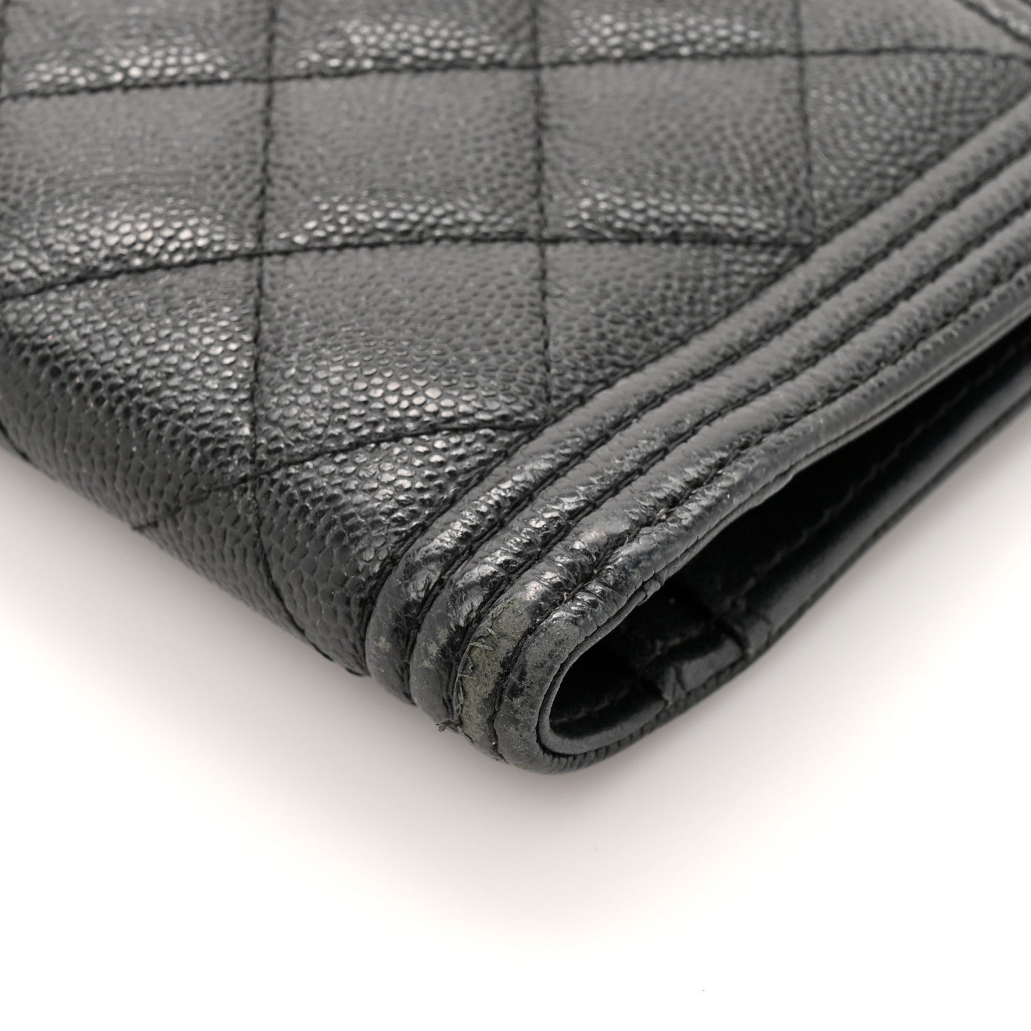 Caviar Quilted Boy Yen Wallet Black