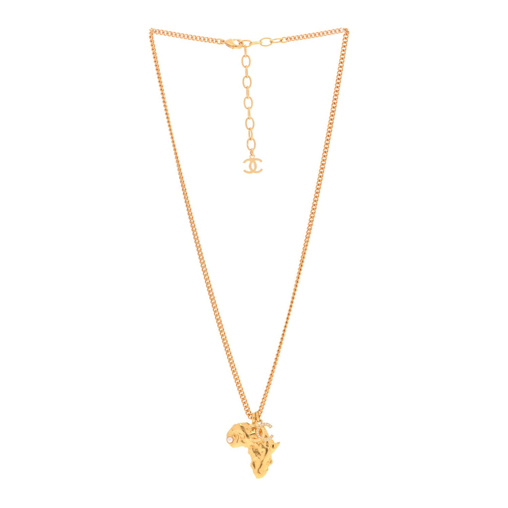 Crystal Pearl CC Africa Pendant Necklace Gold White