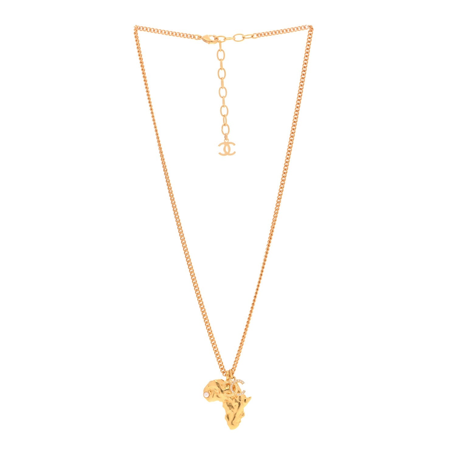 Crystal Pearl CC Africa Pendant Necklace Gold White