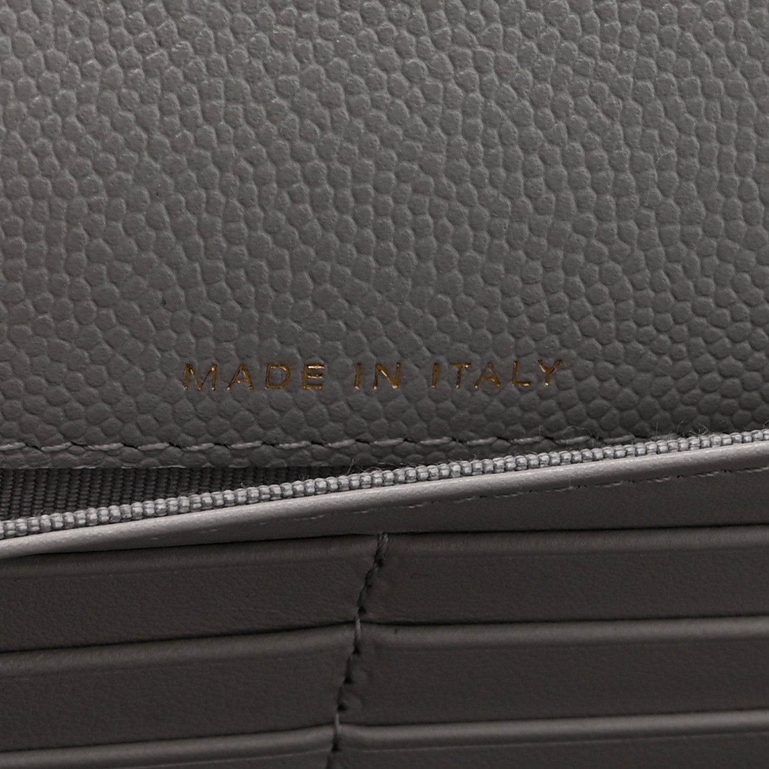 Caviar Quilted Large Gusset Flap Wallet Grey