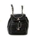 Chanel Glazed Aged Calfskin Quilted Small Duma Drawstring Backpack Black