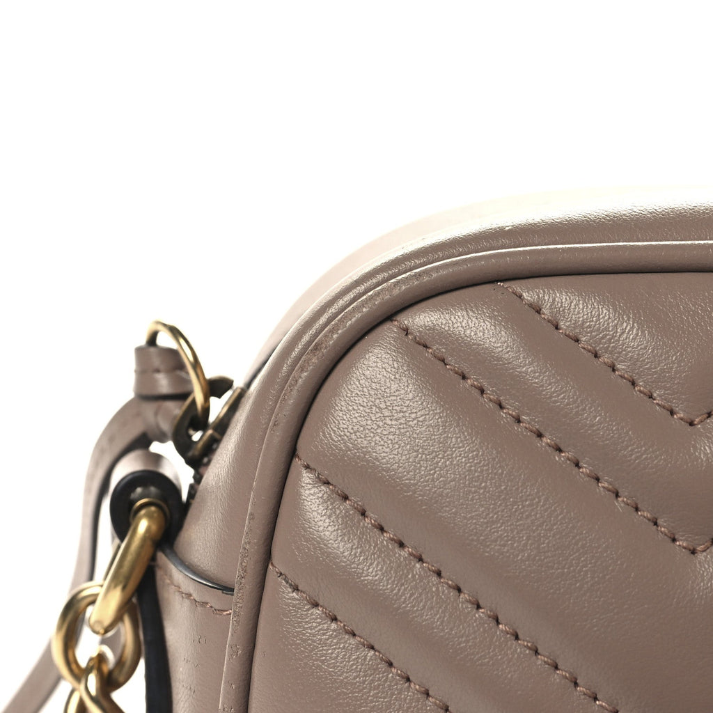 Gucci Calfskin Matelasse Small GG Marmont Chain Shoulder Bag Porcelain Rose