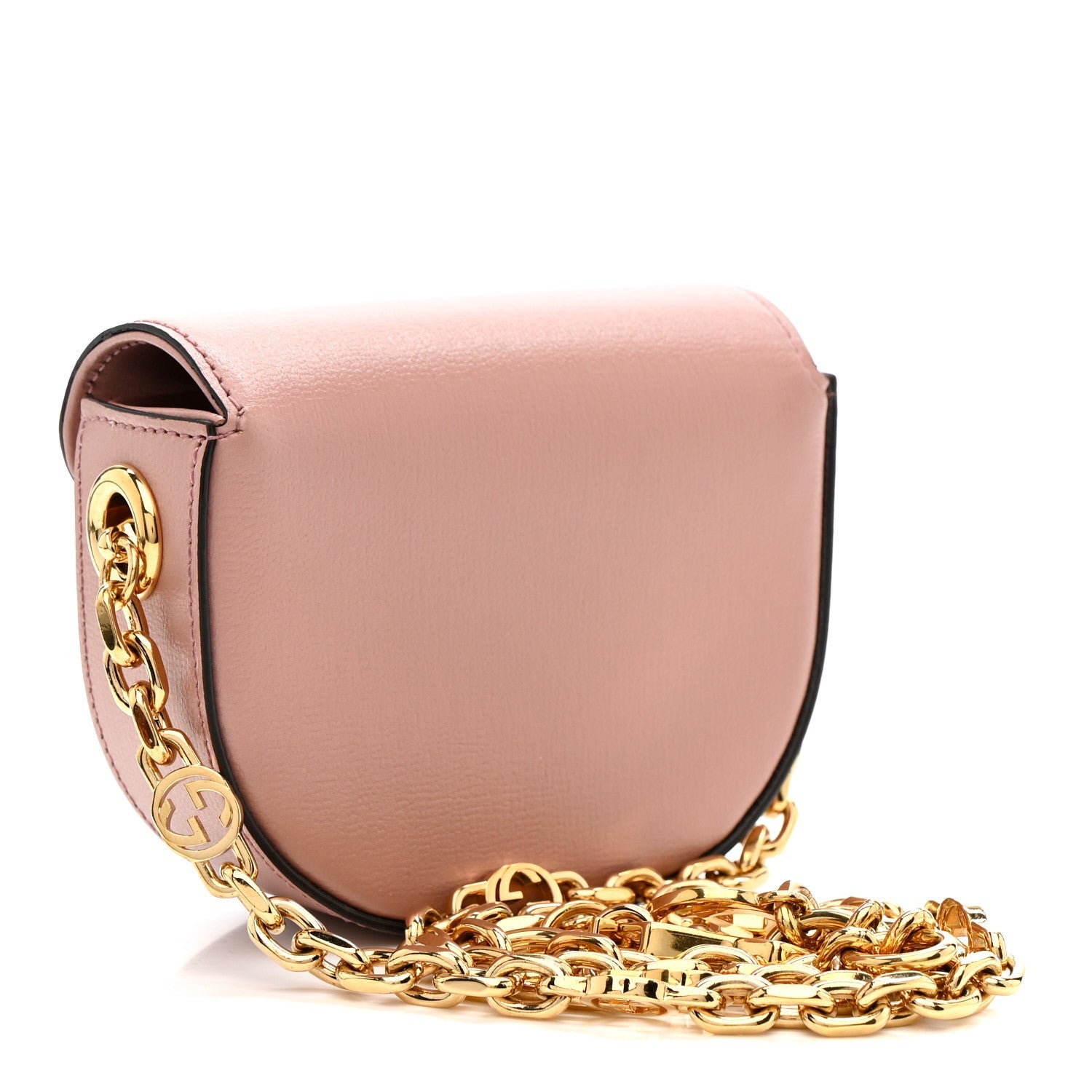 Gucci Azalea Calfskin Crystal GG Monogram Mini Horsebit 1955 Waist Bag Pink