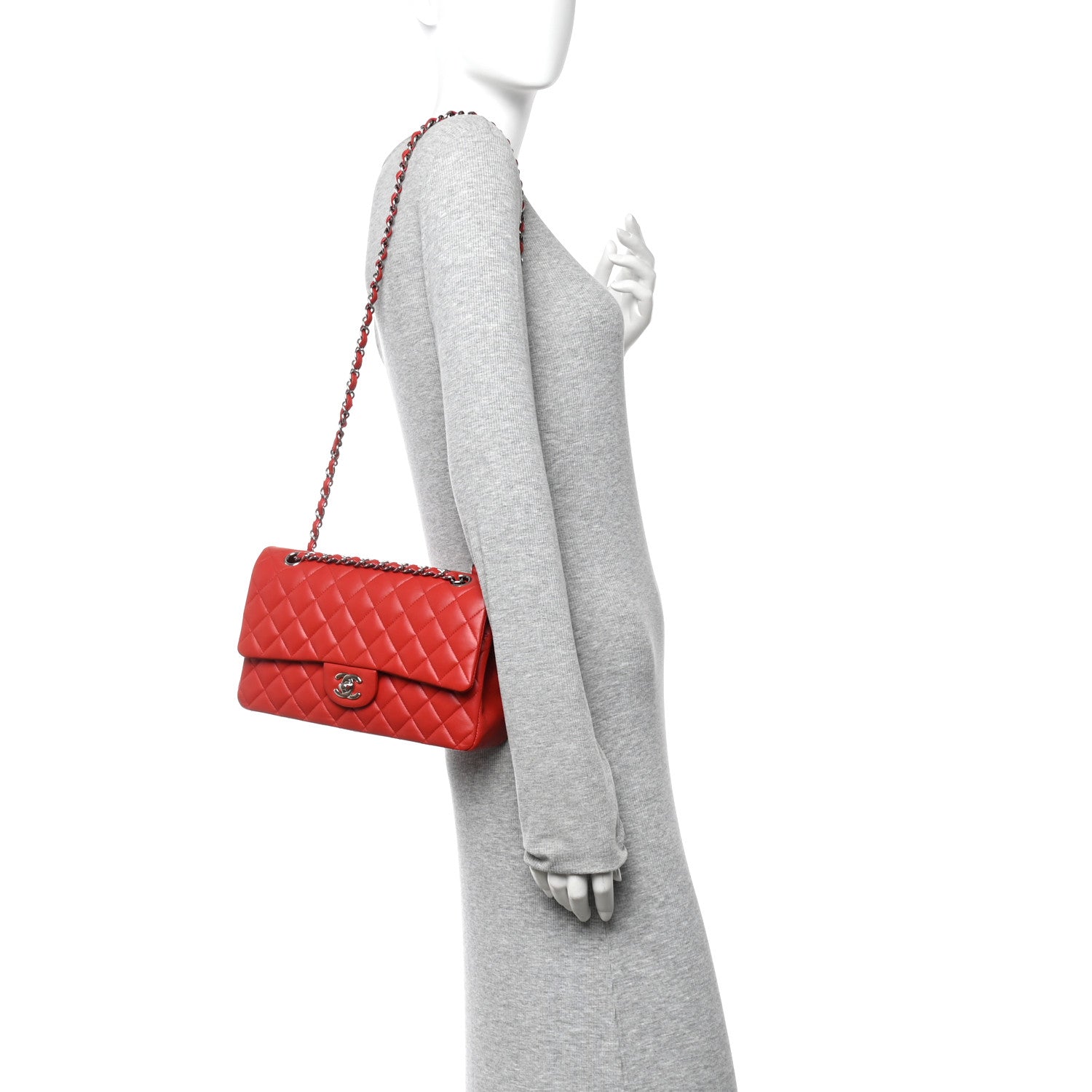 Chanel Lambskin Quilted Medium Double Flap Red