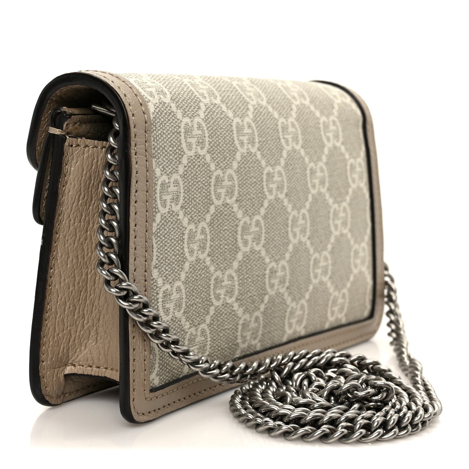 Gucci GG Supreme Monogram Textured Dollar Calfskin Super Mini Dionysus Shoulder Bag Beige Mystic White Oatmeal