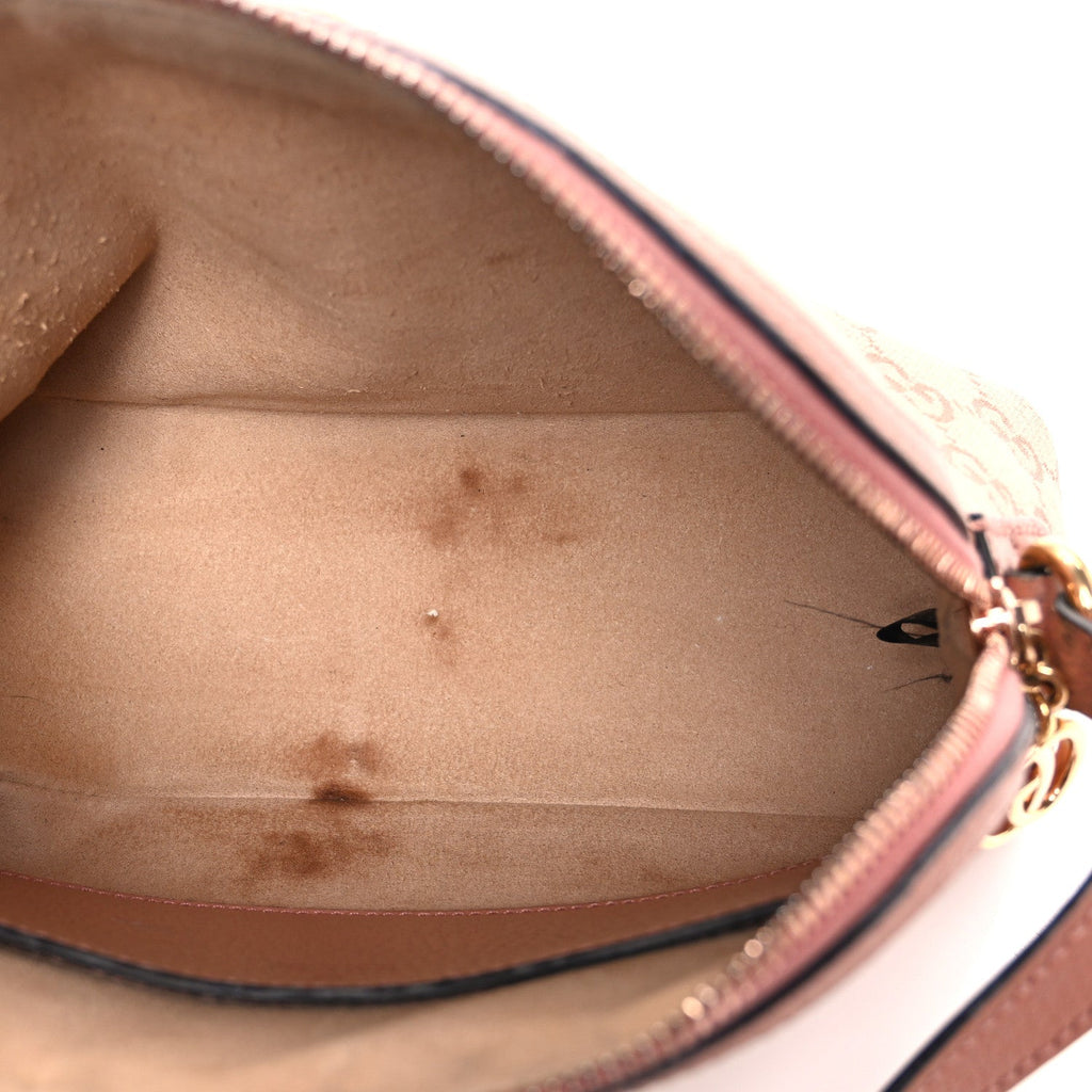 Gucci Monogram Textured Dollar Calfskin Small Ophidia Dome Shoulder Bag Cloche Rose Pink