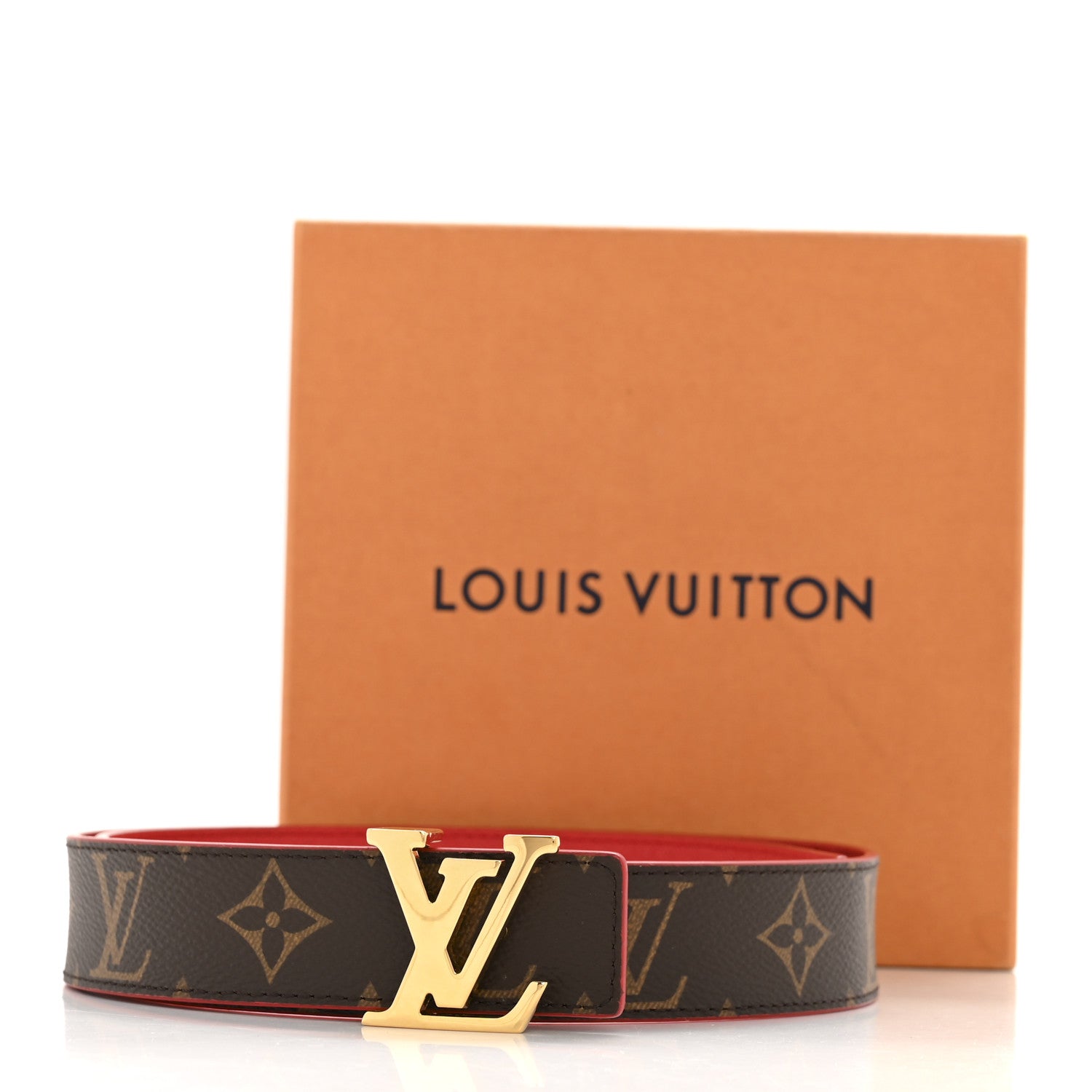 Louis Vuitton Monogram 30mm LV Initiales Reversible Belt 75 30 Coquelicot