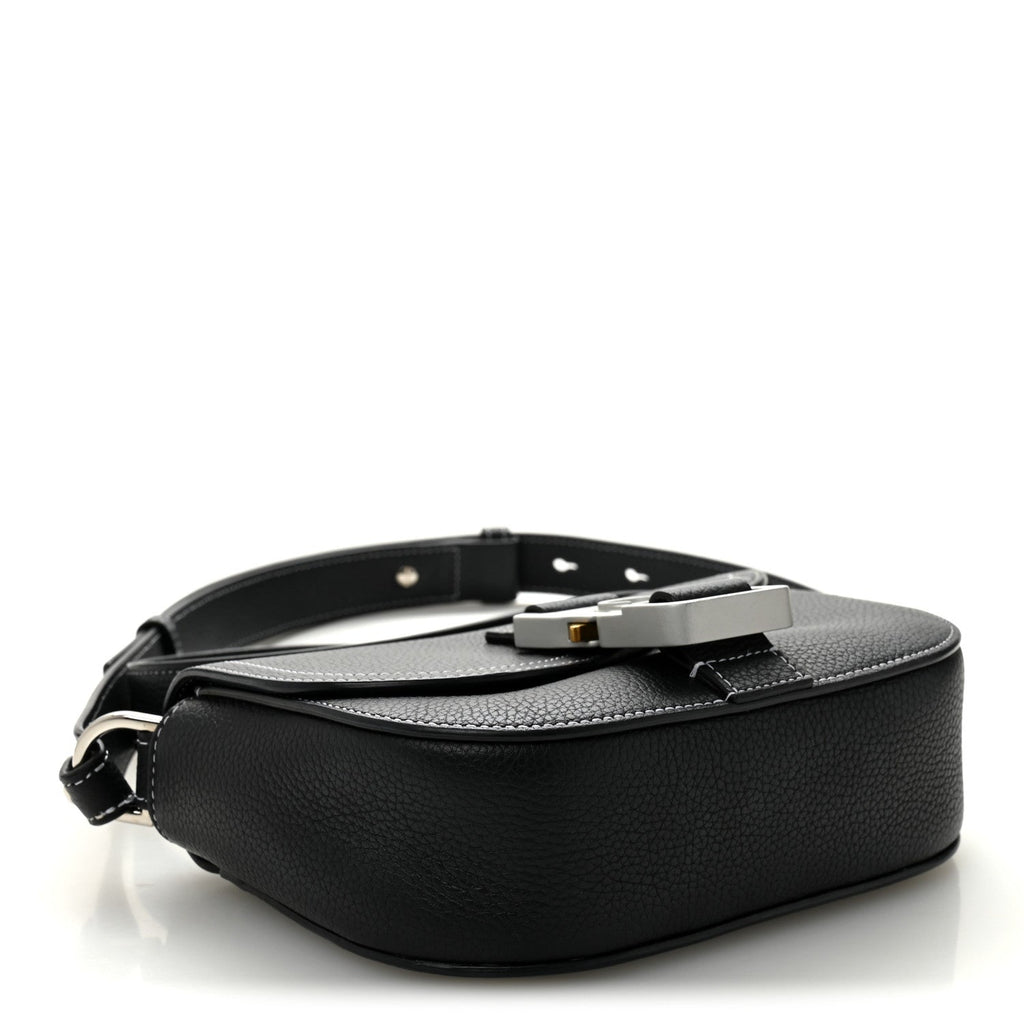 Christian Dior Grained Calfskin Saddle Messenger Bag With Strap Black