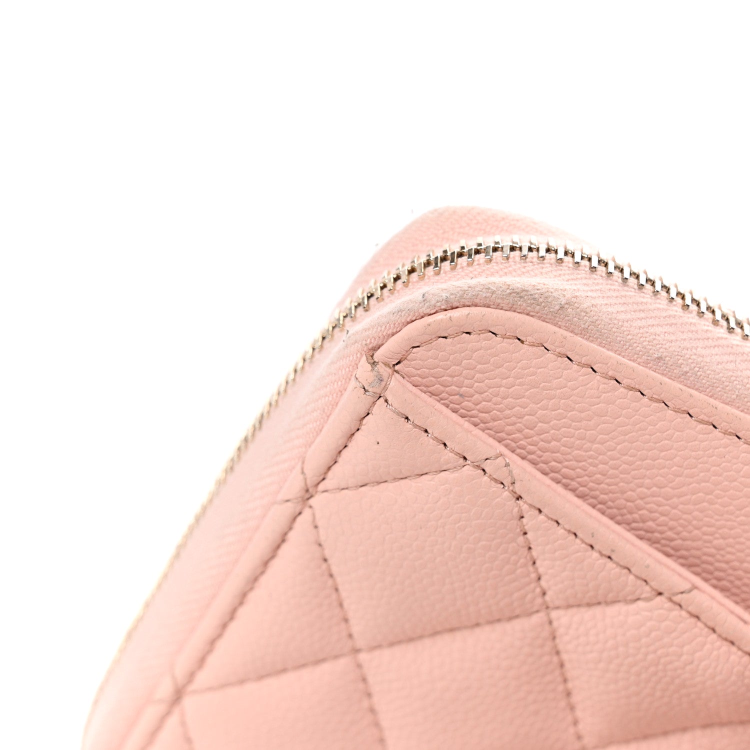Caviar Quilted Large Gusset Zip Around Wallet Light Pink
