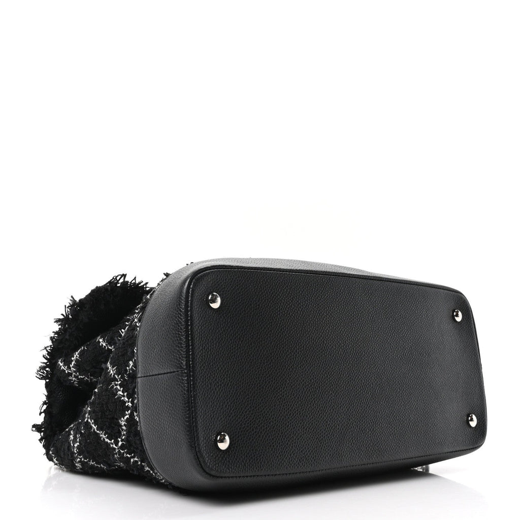 Chanel Tweed Trip Top Handle Flap Black