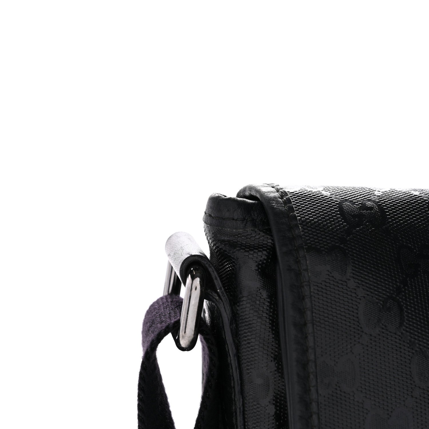 Gucci Imprime Monogram Medium Double Buckle Flap Messenger Bag Black