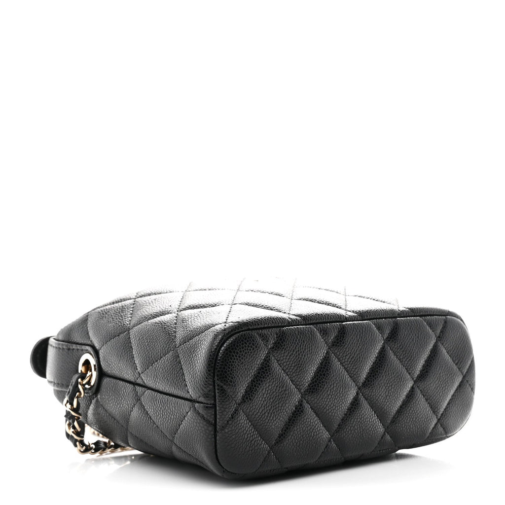 Chanel Caviar Quilted Hobo Clutch With Chain Black