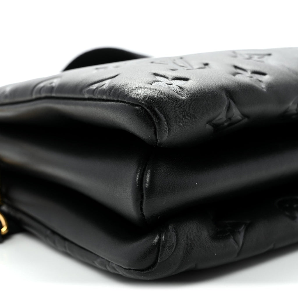Louis Vuitton Lambskin Embossed Monogram Coussin PM Black