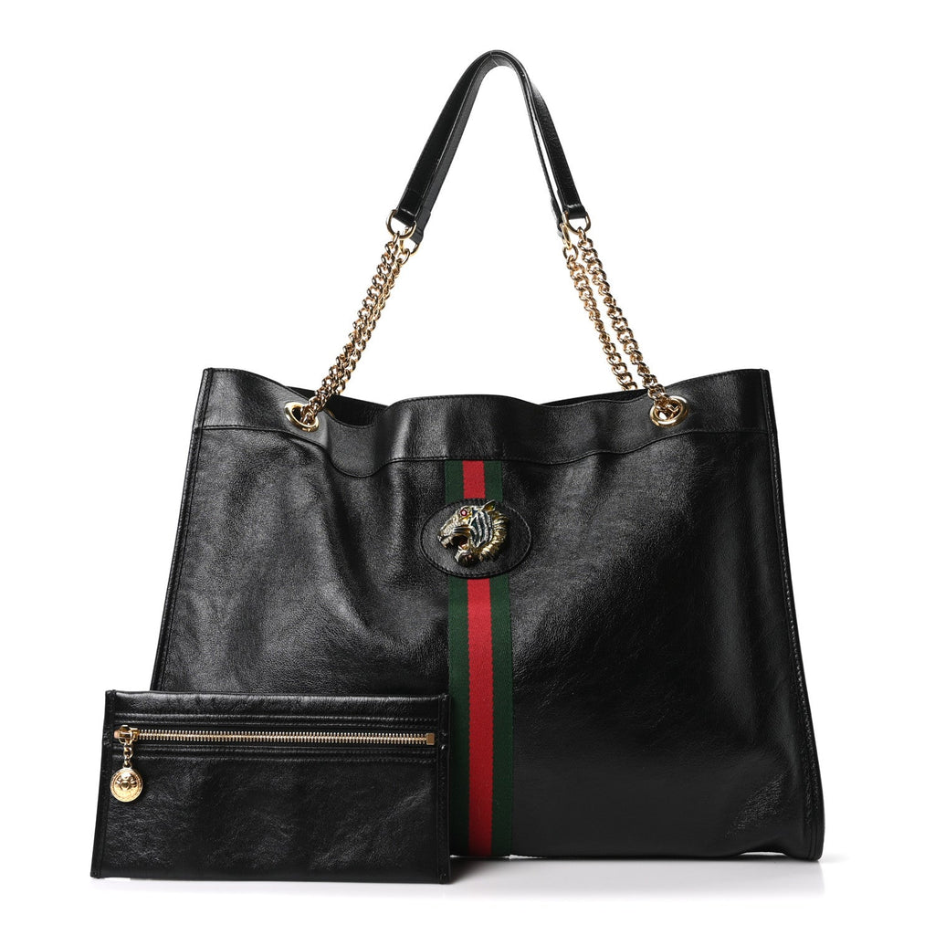 Gucci Calfskin Large Rajah Chain Tote Black