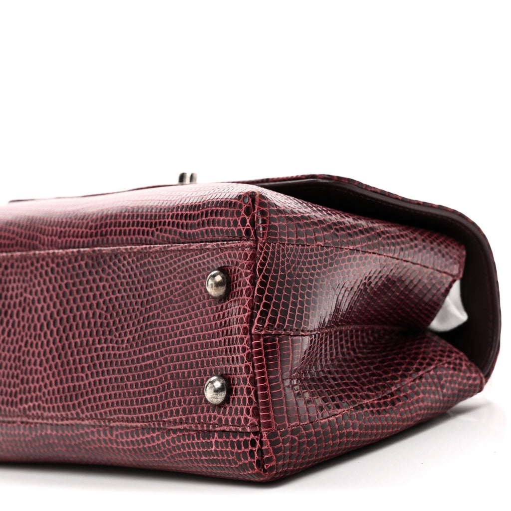 Chanel Lizard Mini Coco Handle Flap Burgundy