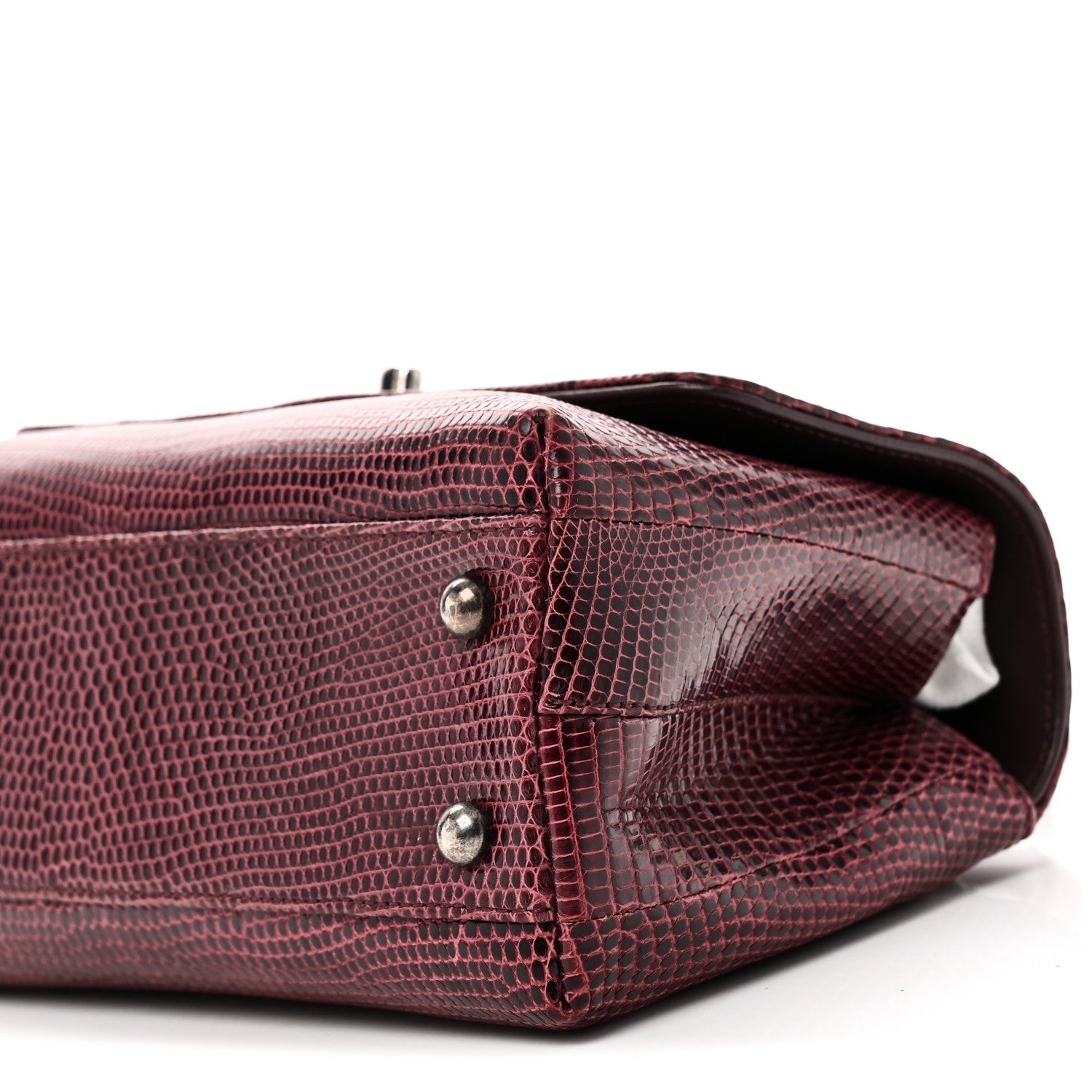 Chanel Lizard Mini Coco Handle Flap Burgundy