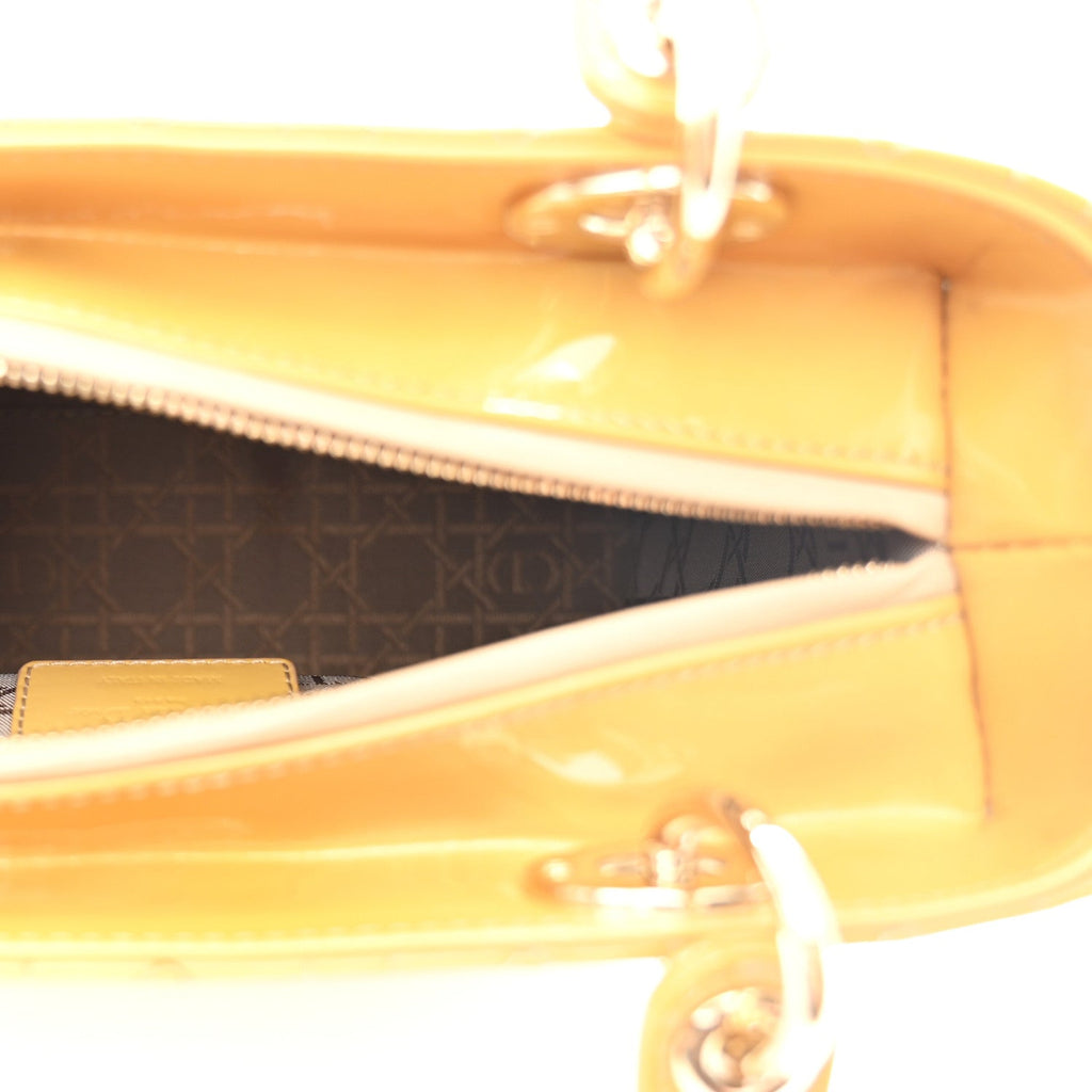Christian Dior Patent Cannage Medium Lady Dior Dark Beige