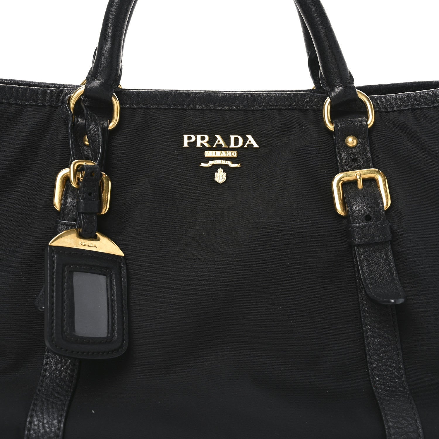 Prada Tessuto Nylon Soft Calf Small Tote Black