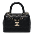 Chanel Caviar Quilted Coco Handle Clutch With Chain Black