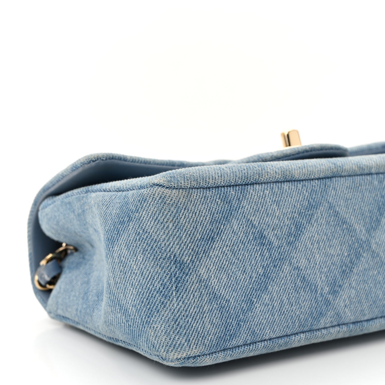Chanel Printed Denim Quilted Mini Rectangular Flap Light Blue