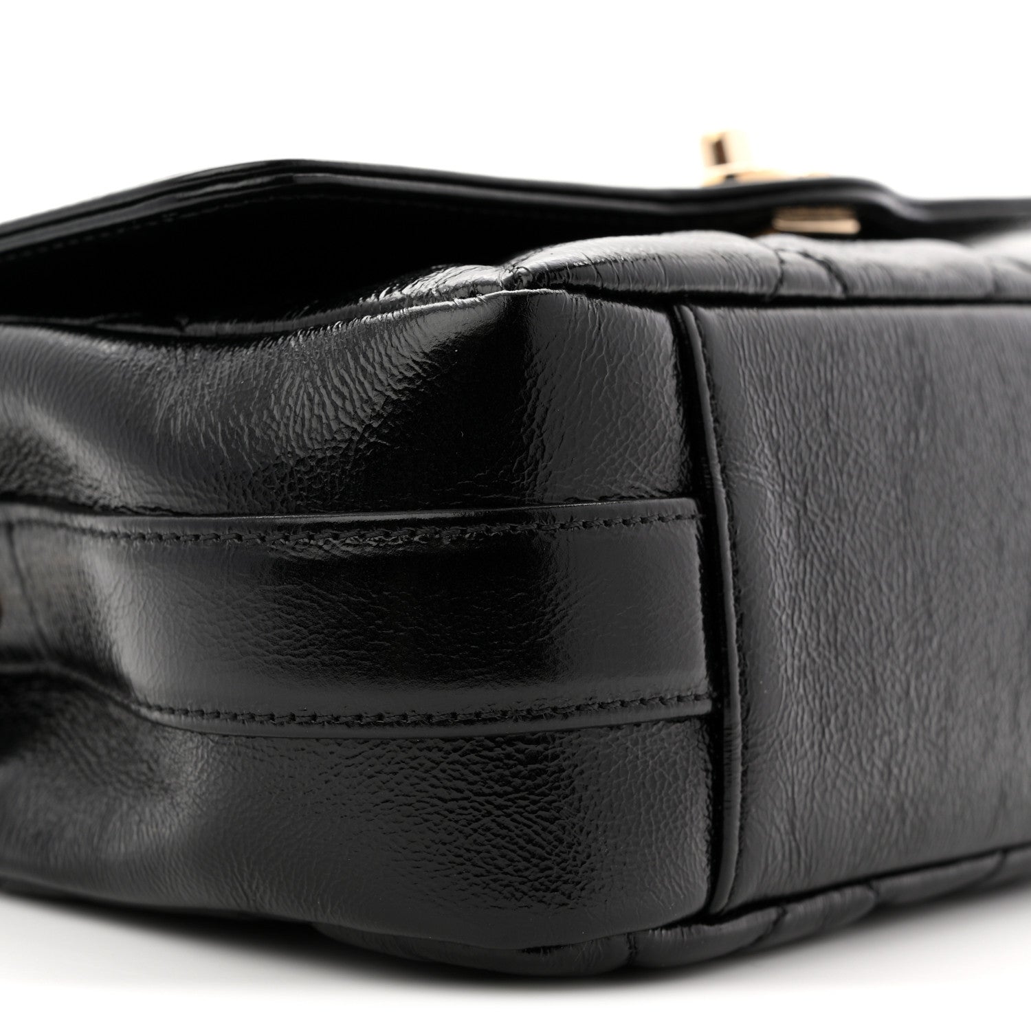 Chanel Crumpled Glazed Lambskin Quilted Mini Flap Black