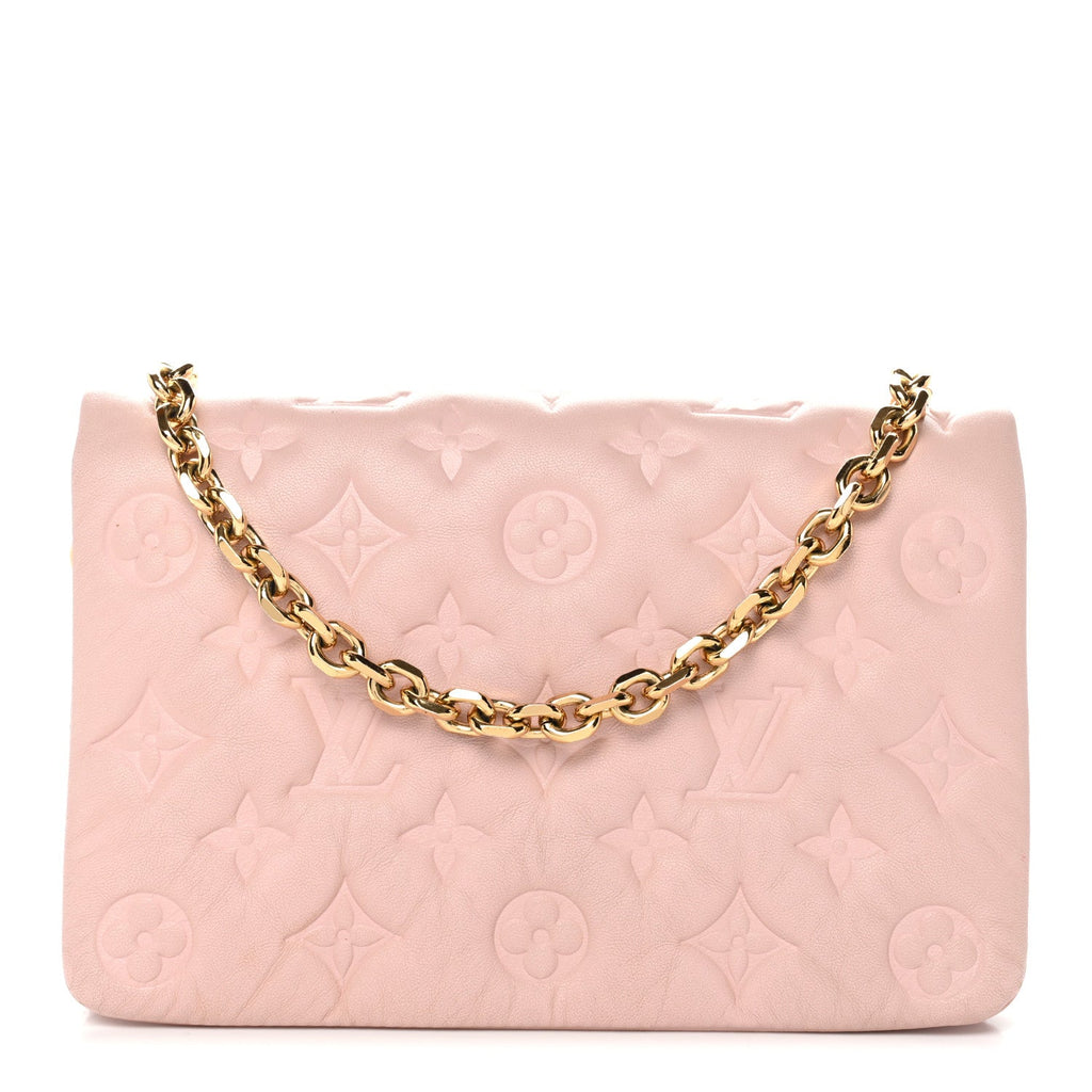 Louis Vuitton Lambskin Embossed Monogram Pochette Coussin Rose