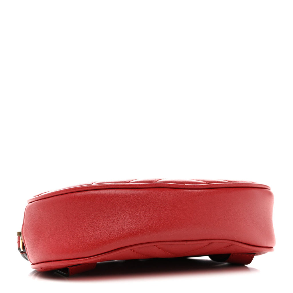 Gucci Calfskin Matelasse GG Marmont Belt Bag 85 34 Hibiscus Red