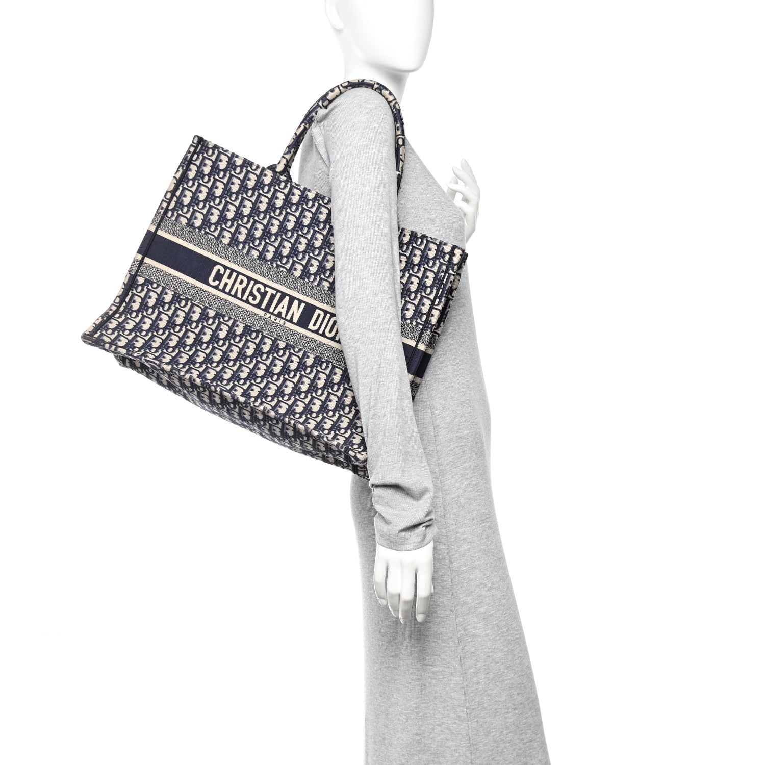 Christian Dior Oblique Large Book Tote Blue Multicolor